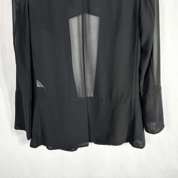 French Connection Size 2 Blazer Jacket Shrug Semi Sheer Black Open Chiffon 1286 - Picture 4 of 11